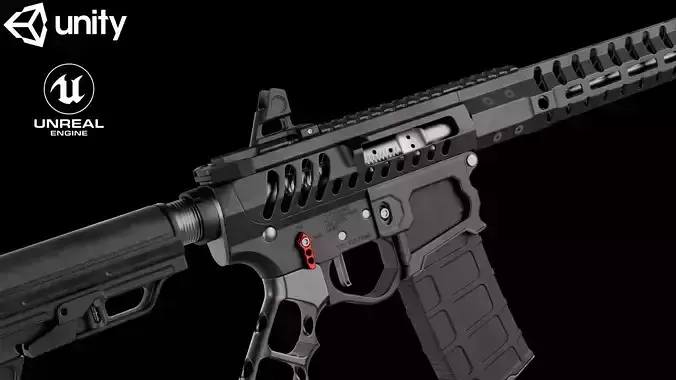 Skeletonized AR-15 Low-poly 3D model