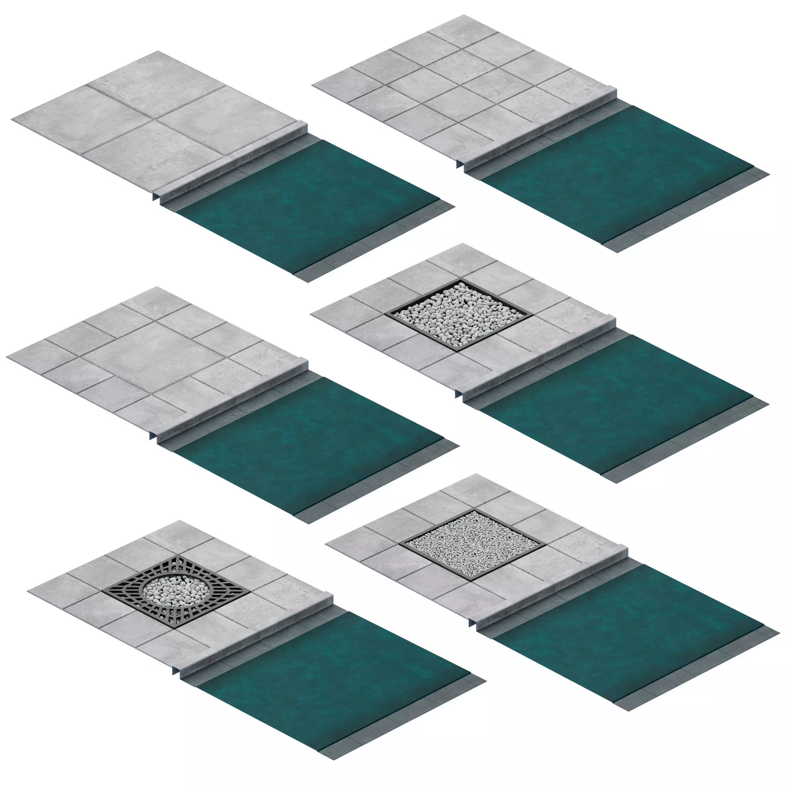 Pavement curb path tile 3D model_0