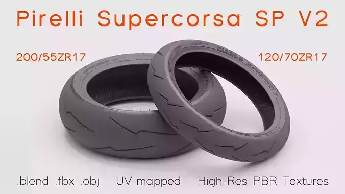 Pirelli Supercorsa SP V2 Motorcycle Tires 3D Models 3D model