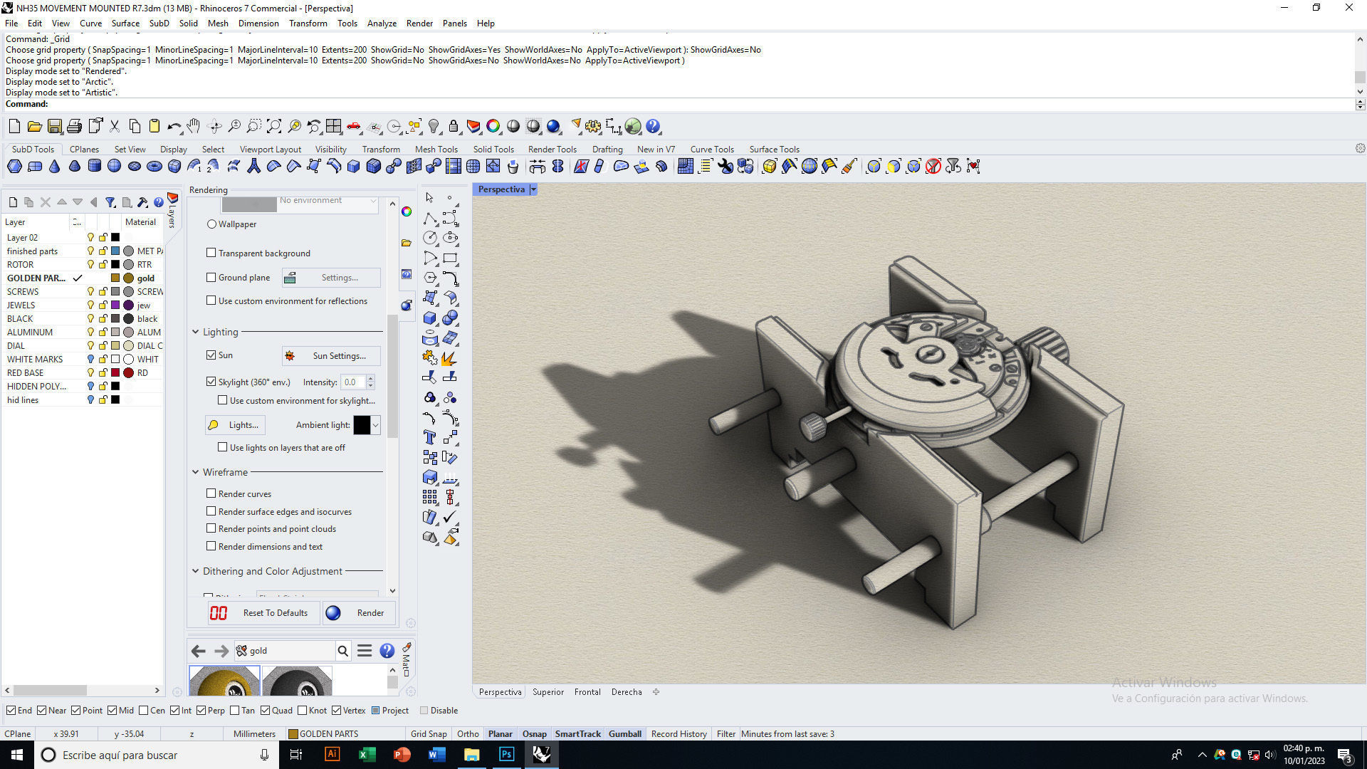 NH35 watch movement mounted 3D model_15