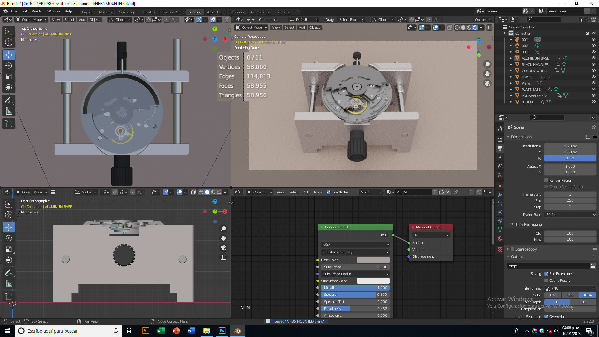 NH35 watch movement mounted 3D model_6