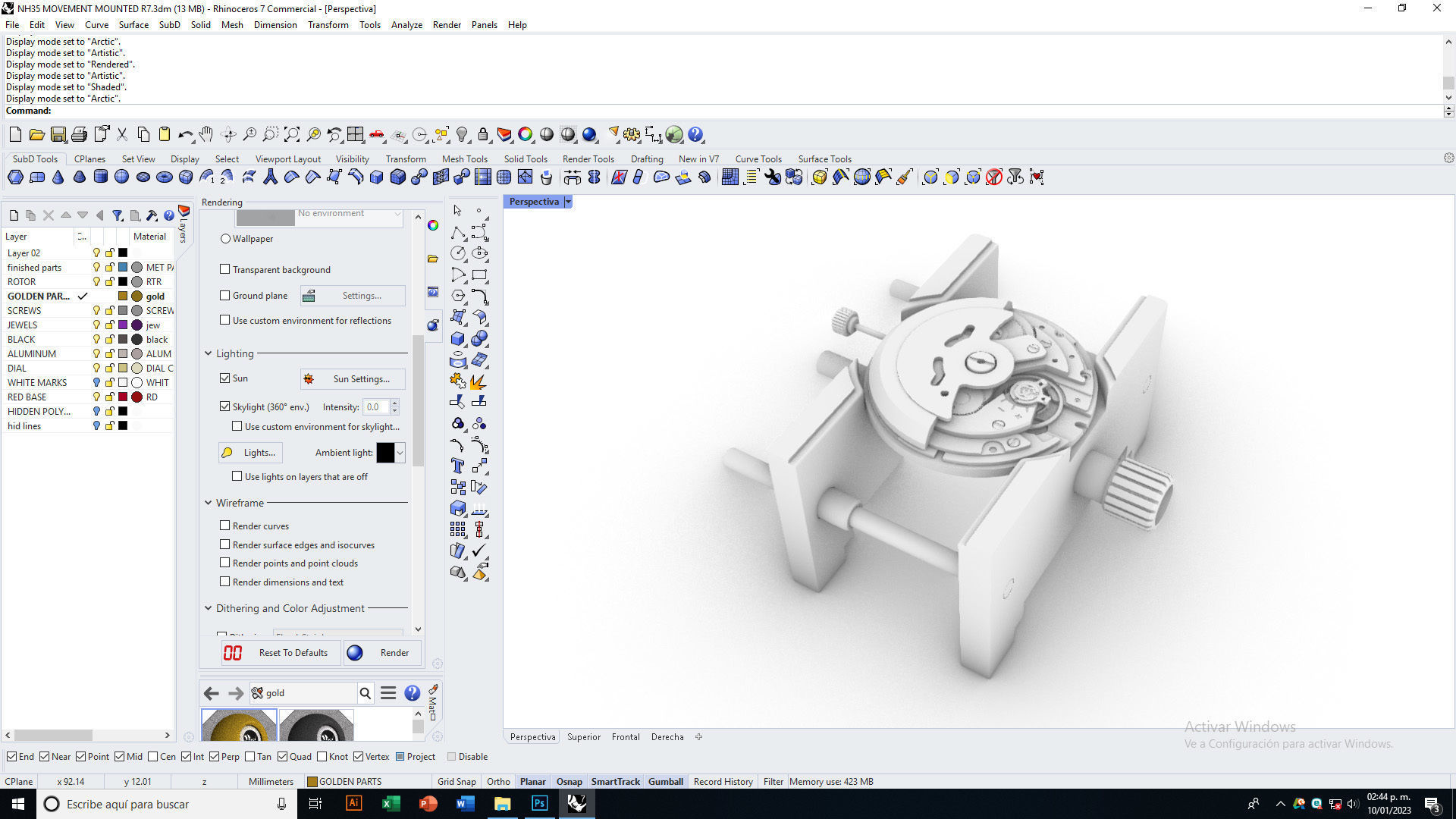 NH35 watch movement mounted 3D model_21