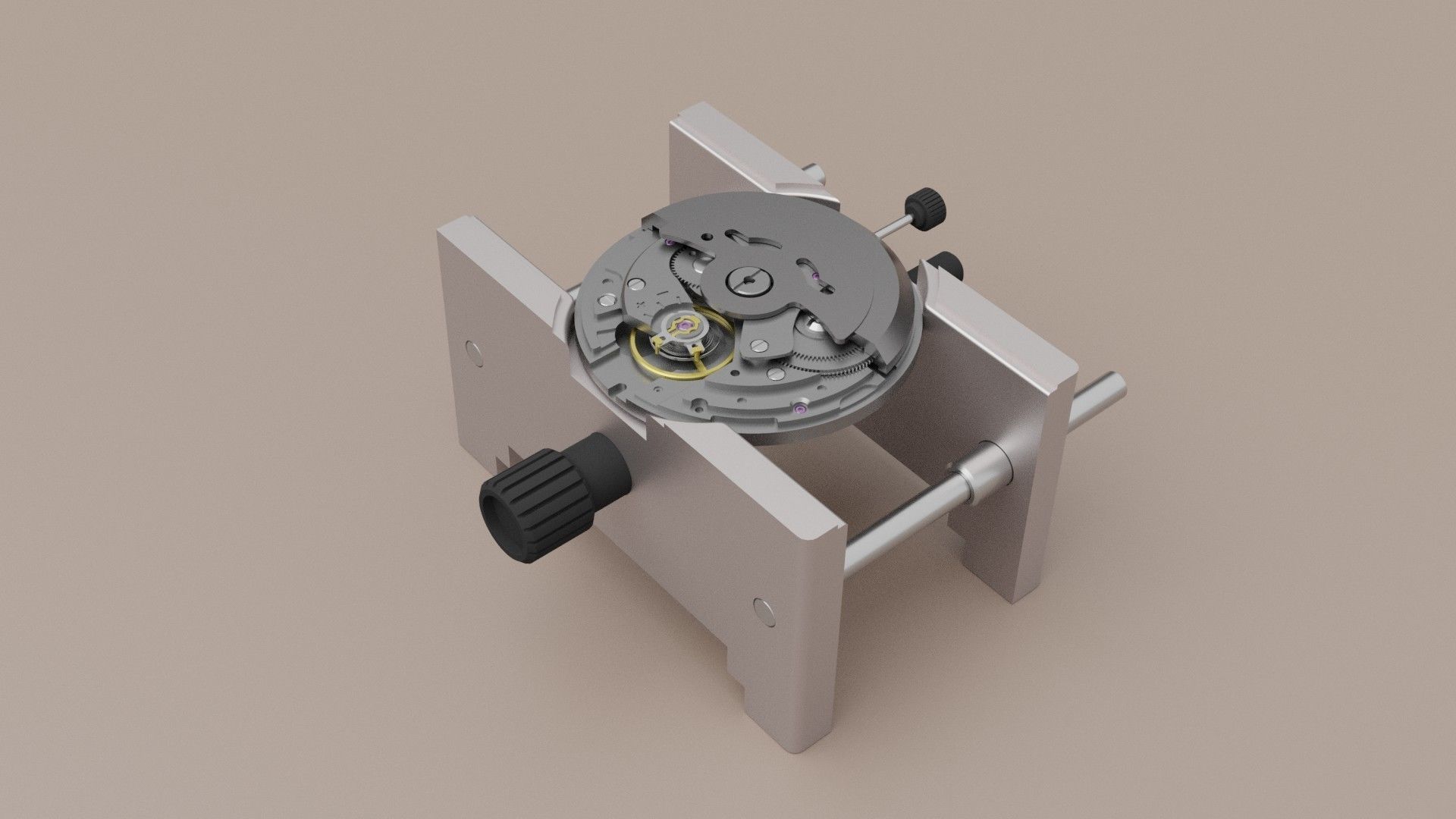 NH35 watch movement mounted 3D model_2