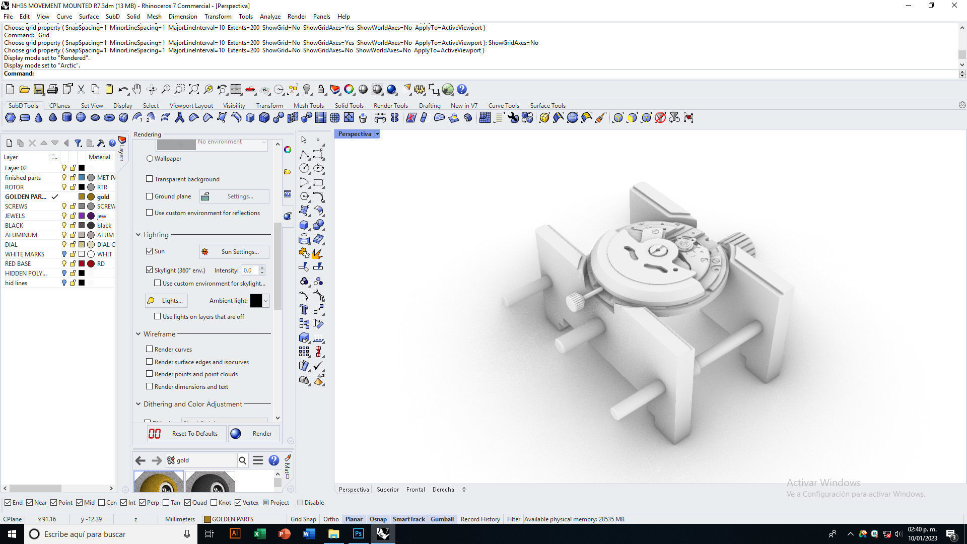 NH35 watch movement mounted 3D model_16