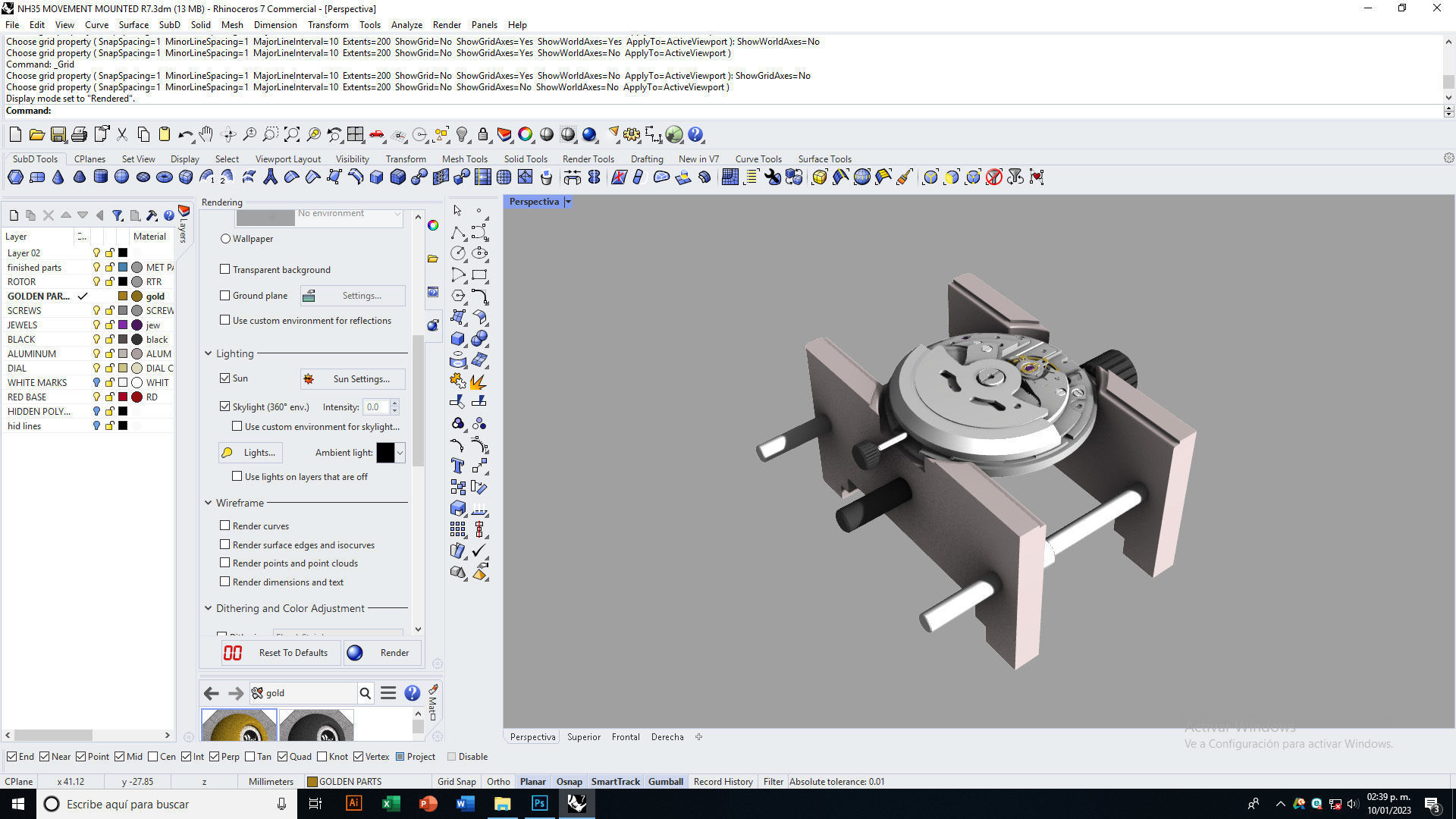 NH35 watch movement mounted 3D model_17