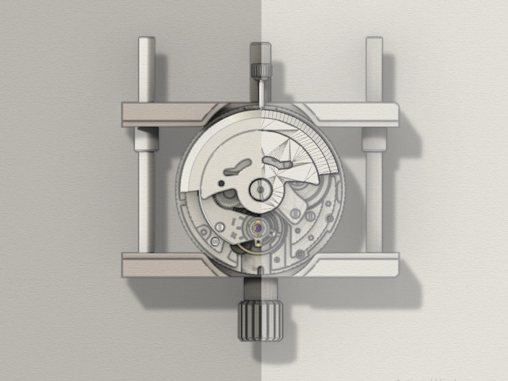 NH35 watch movement mounted 3D model_10