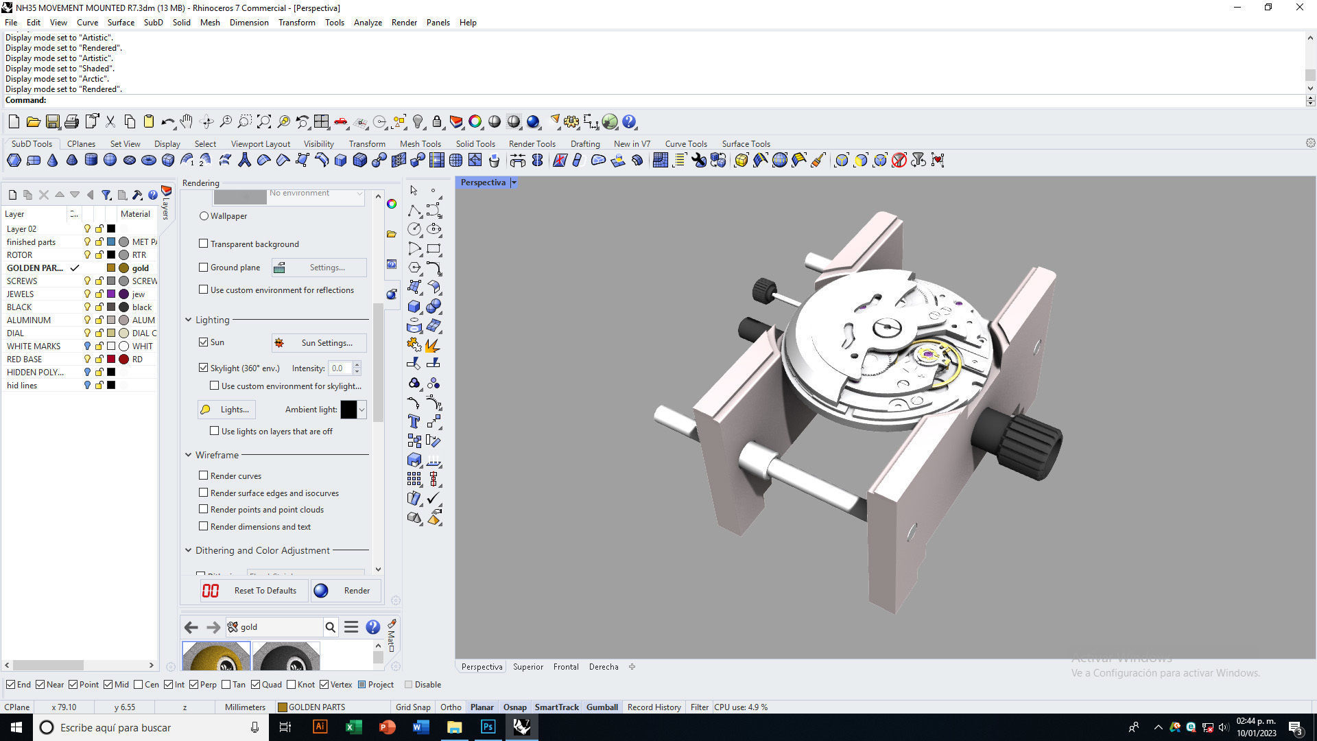 NH35 watch movement mounted 3D model_22