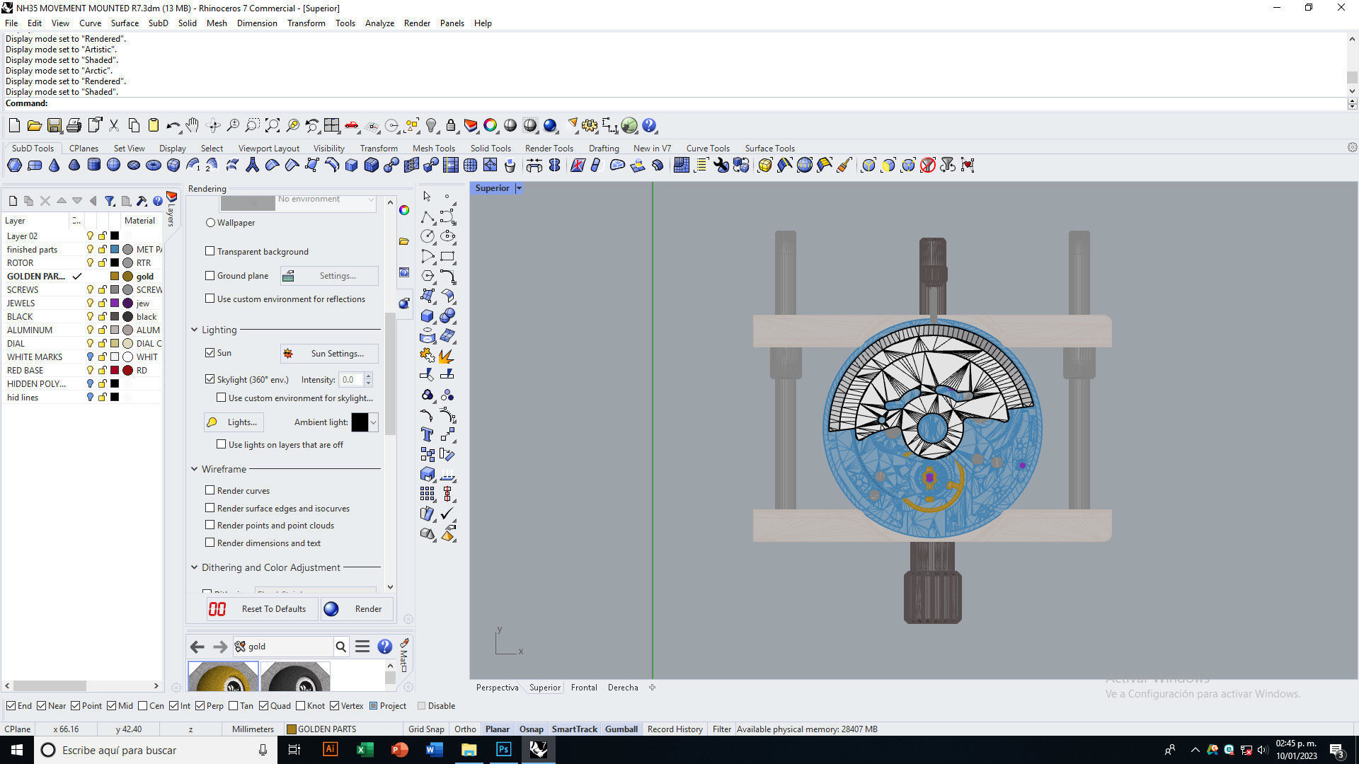 NH35 watch movement mounted 3D model_23