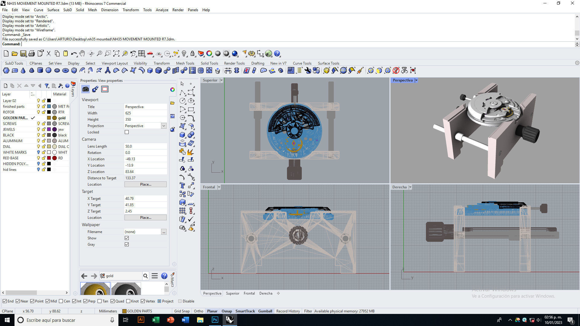 NH35 watch movement mounted 3D model_4
