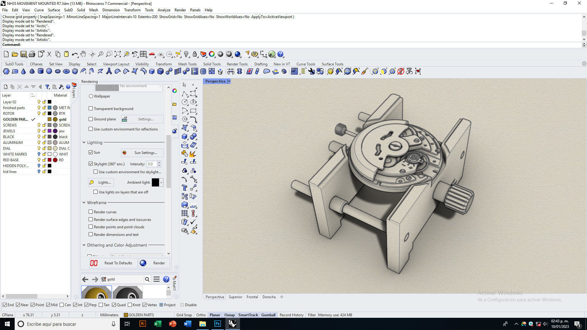 NH35 watch movement mounted 3D model_19