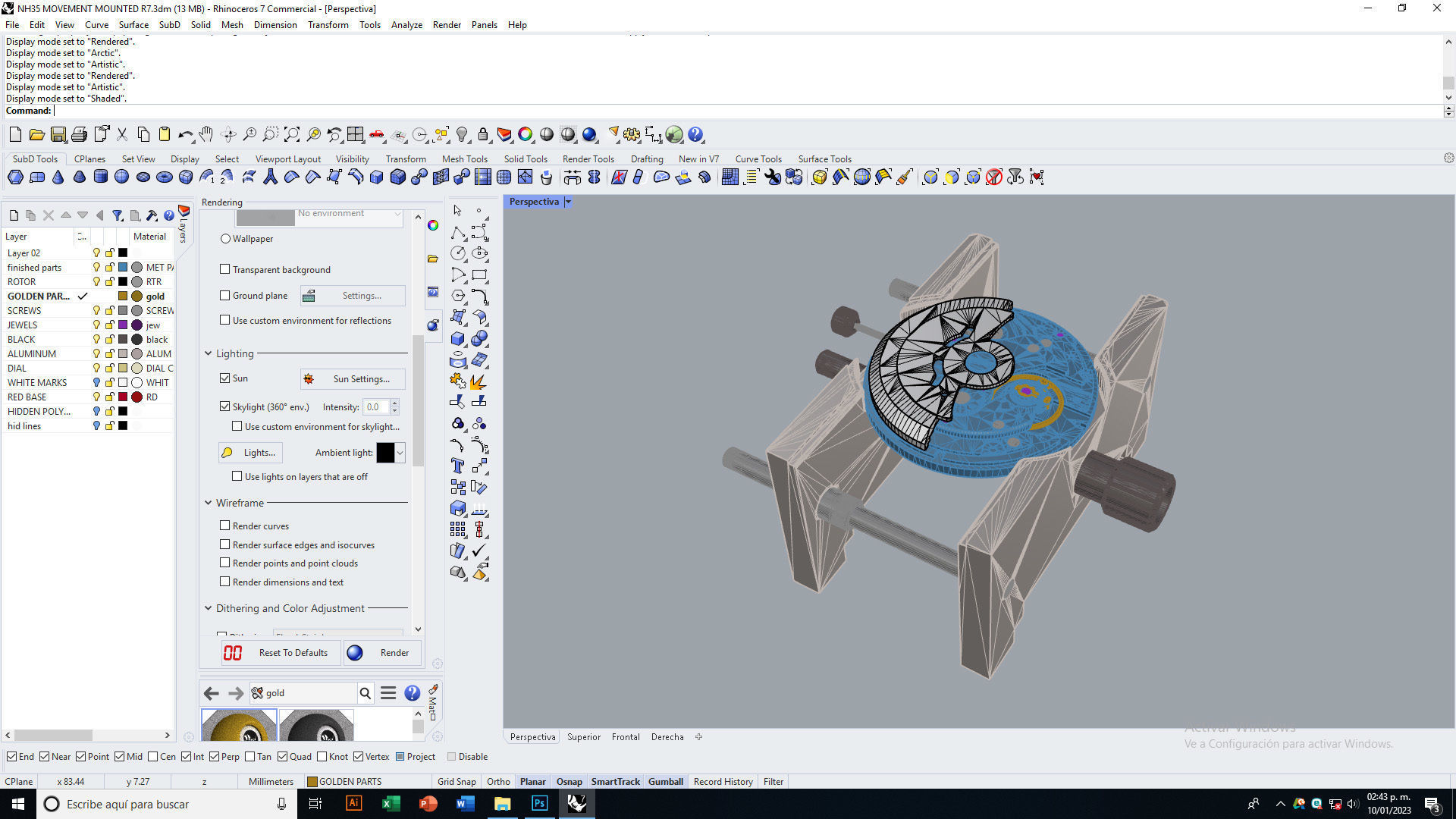 NH35 watch movement mounted 3D model_20