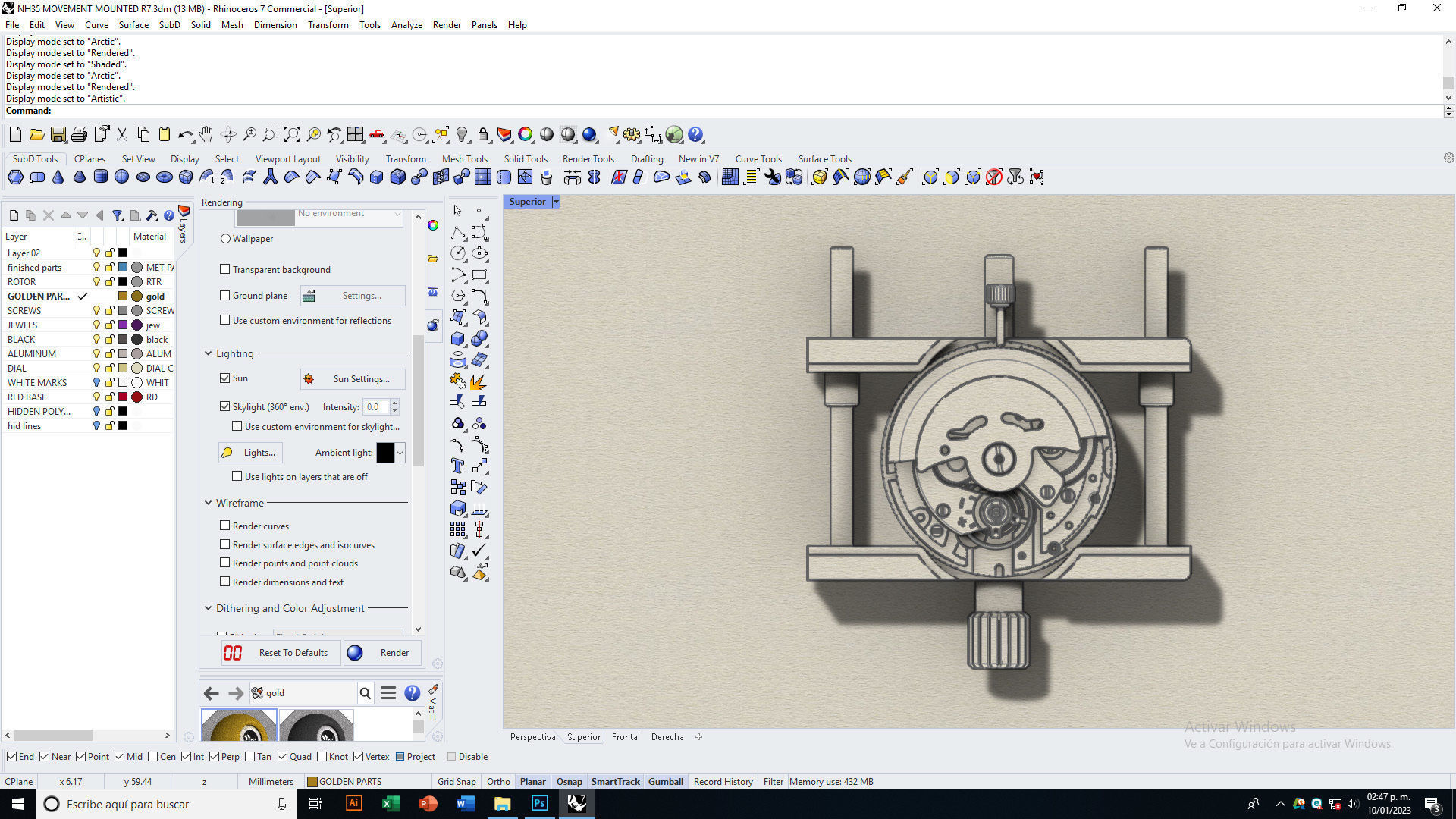 NH35 watch movement mounted 3D model_26