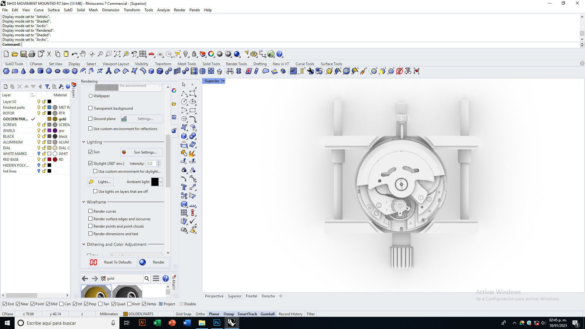 NH35 watch movement mounted 3D model_24