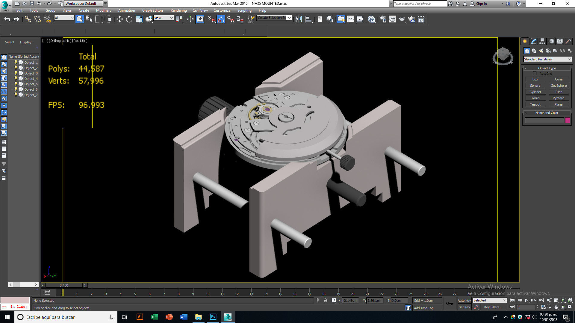 NH35 watch movement mounted 3D model_5