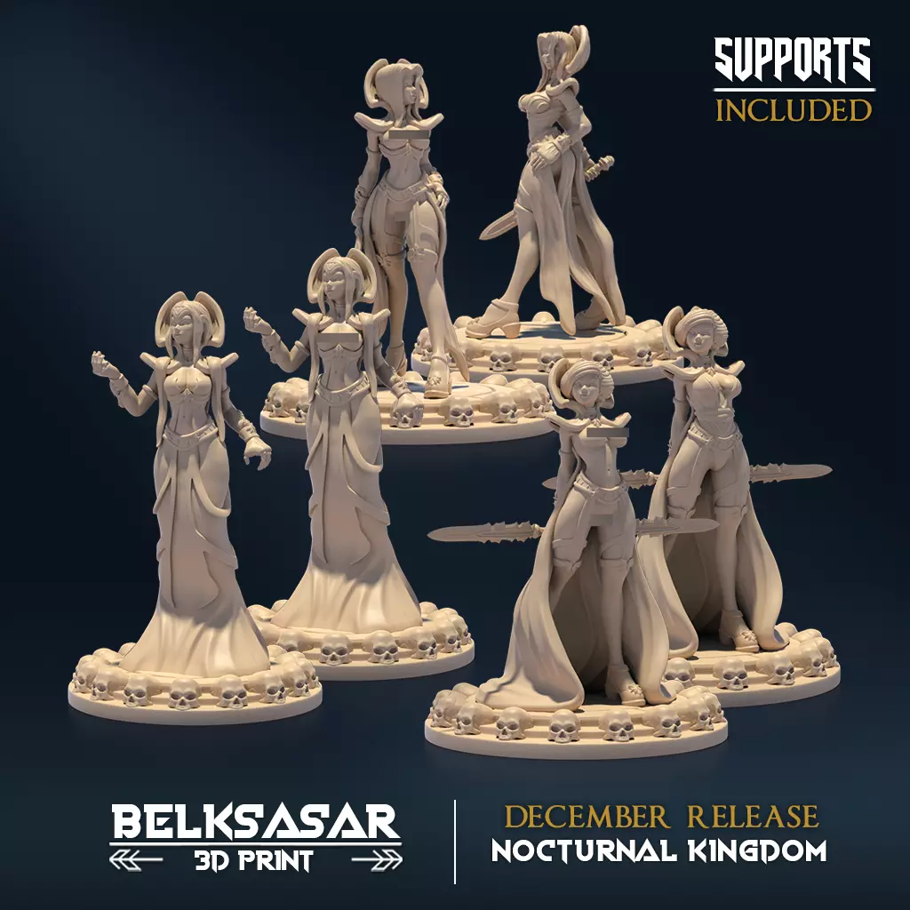 Matriarch Vampiress Pin Up Nude and Normal Set x6 3D print model_0