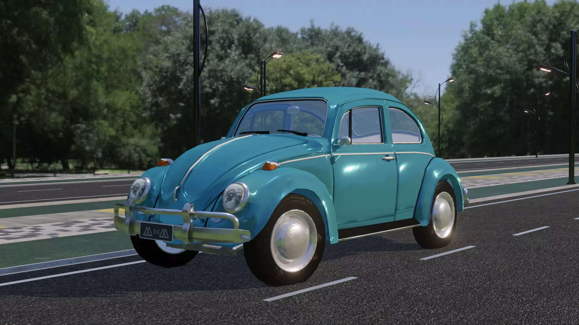 Beetle BUG 1966 Low Poly 3D Animated Model Low-poly 3D model