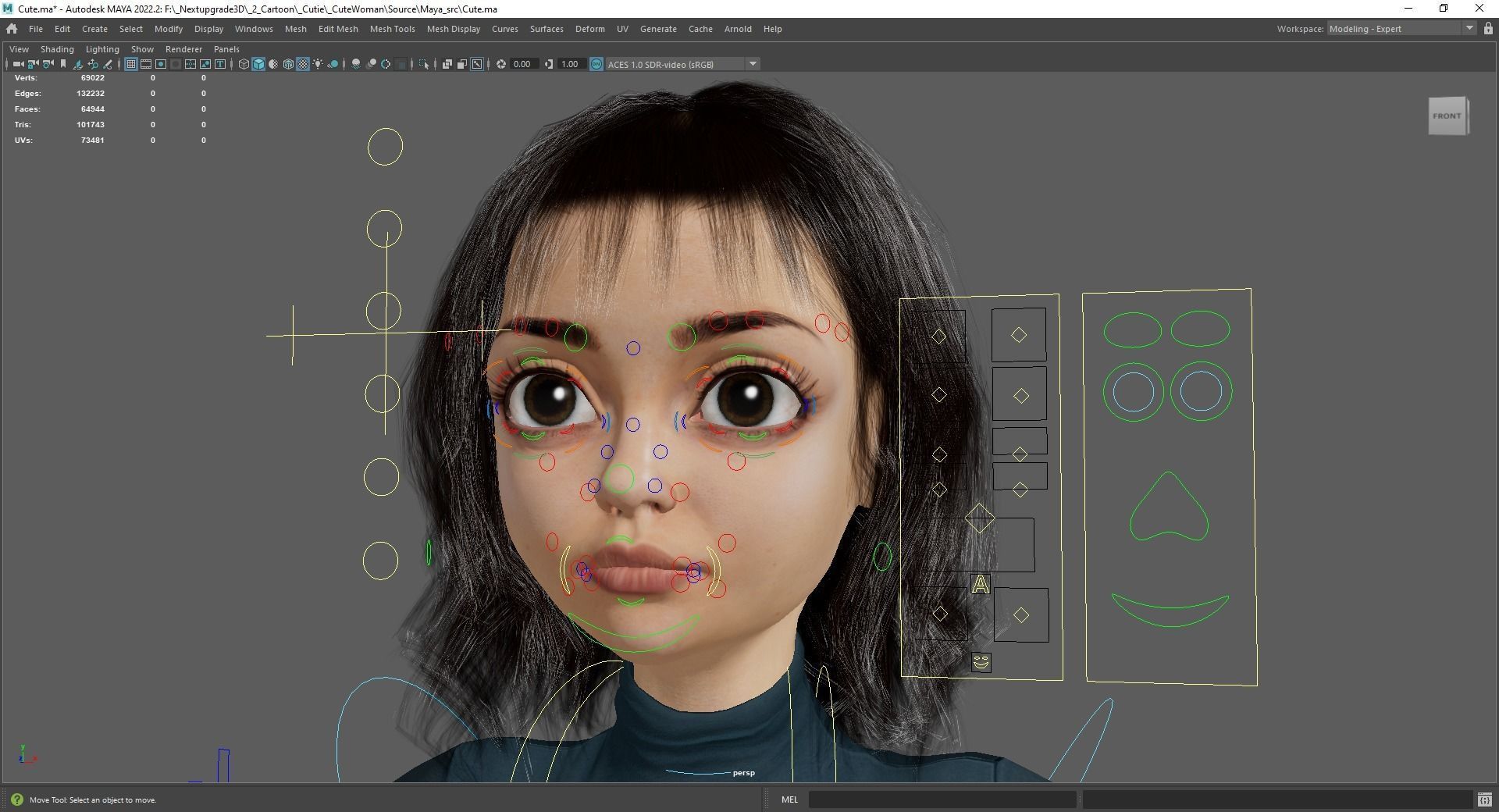 Realistic stylized  cartoon Female 3D Model Naked Woman Rigged Low-poly 3D model_21