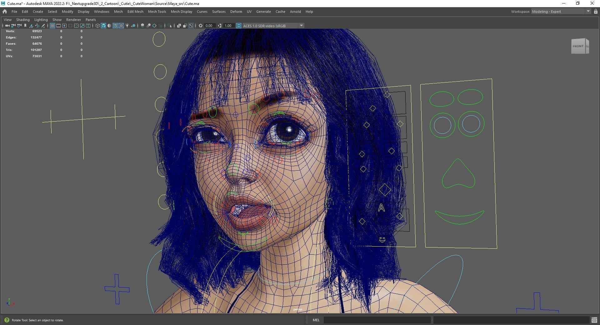 Realistic stylized  cartoon Female 3D Model Naked Woman Rigged Low-poly 3D model_22