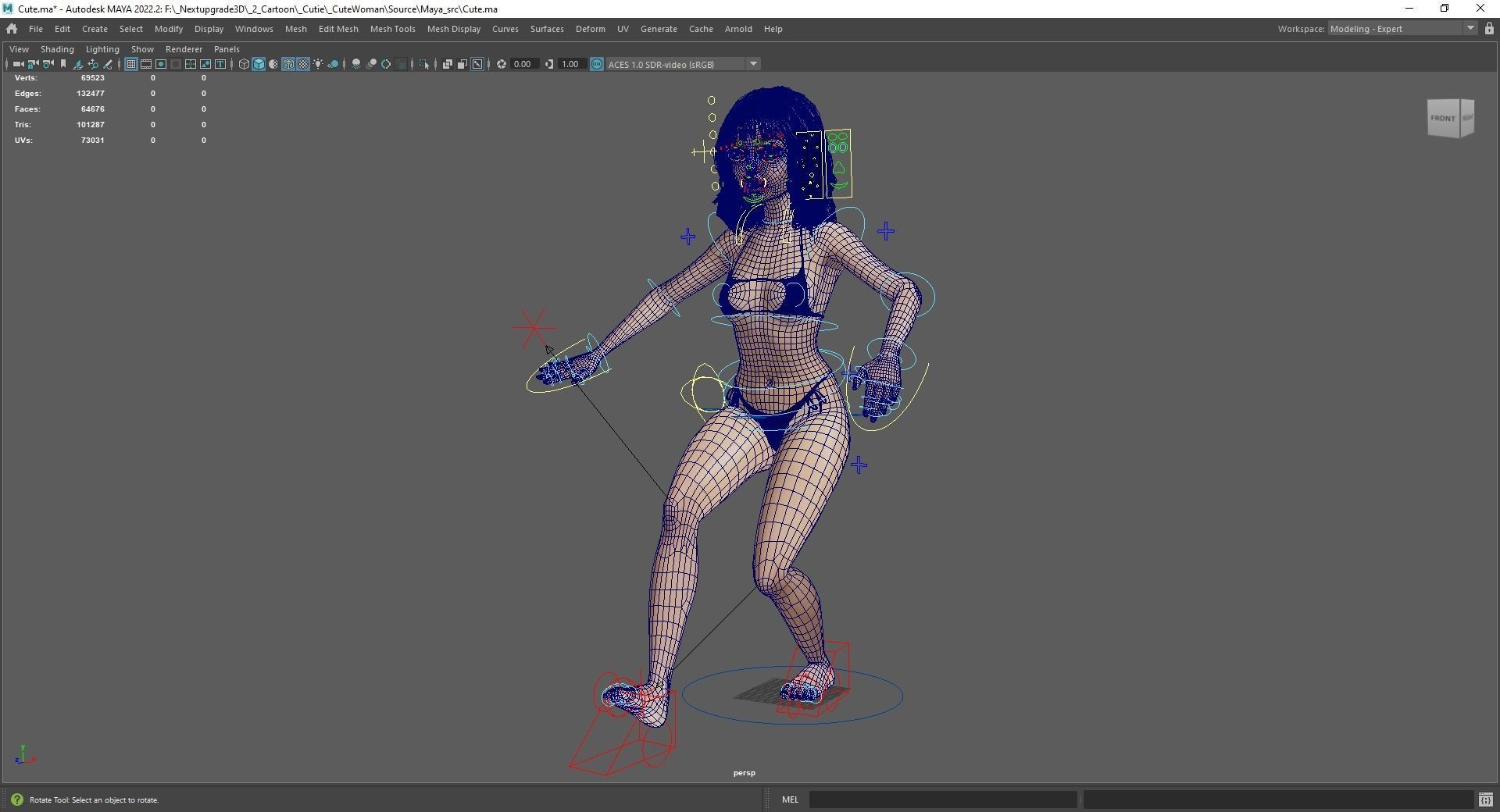 Realistic stylized  cartoon Female 3D Model Naked Woman Rigged Low-poly 3D model_23