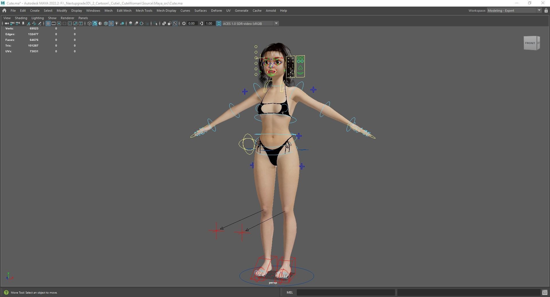 Realistic stylized  cartoon Female 3D Model Naked Woman Rigged Low-poly 3D model_19