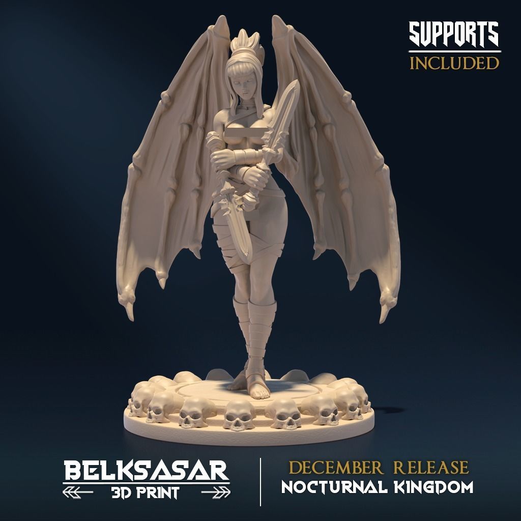 Nocturnal Wings C Nude and Normal 3D print model_1