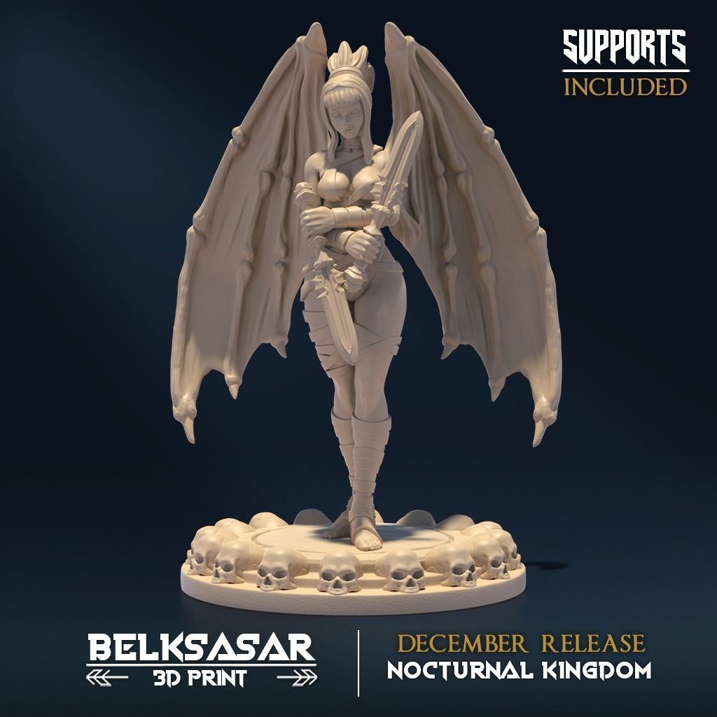 Nocturnal Wings C Nude and Normal 3D print model_2