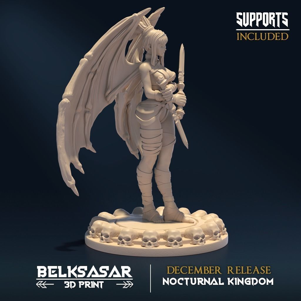 Nocturnal Wings C Nude and Normal 3D print model_4