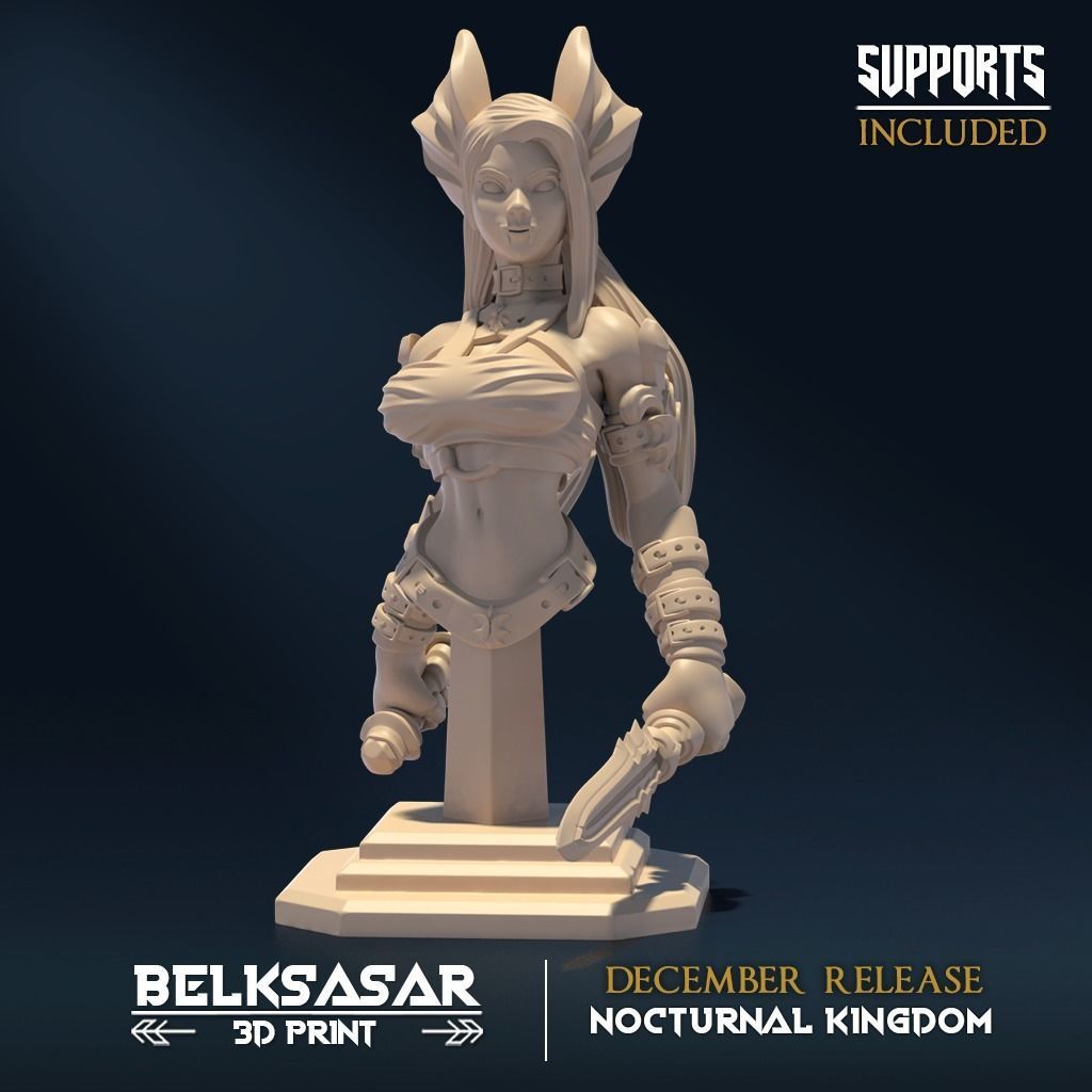 Vampiress Bust Topless and Normal 3D print model_2