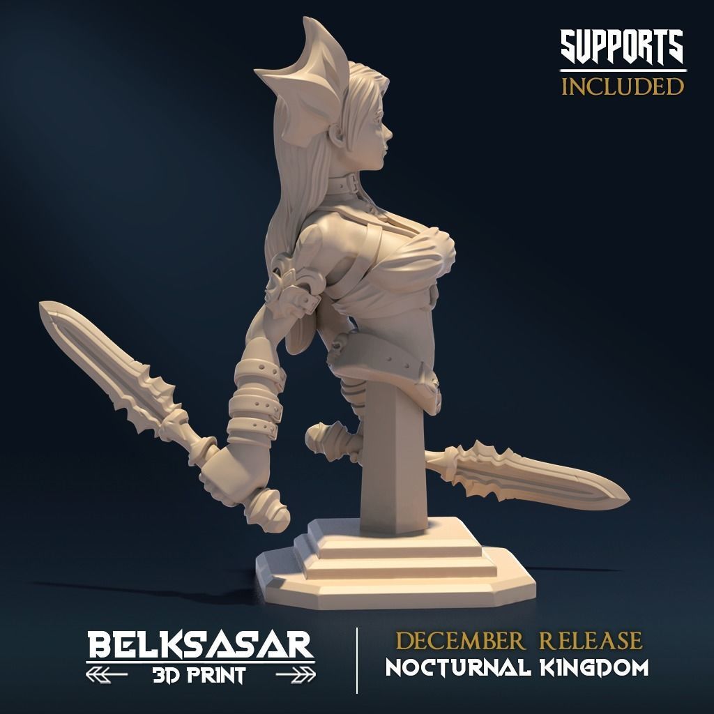 Vampiress Bust Topless and Normal 3D print model_6