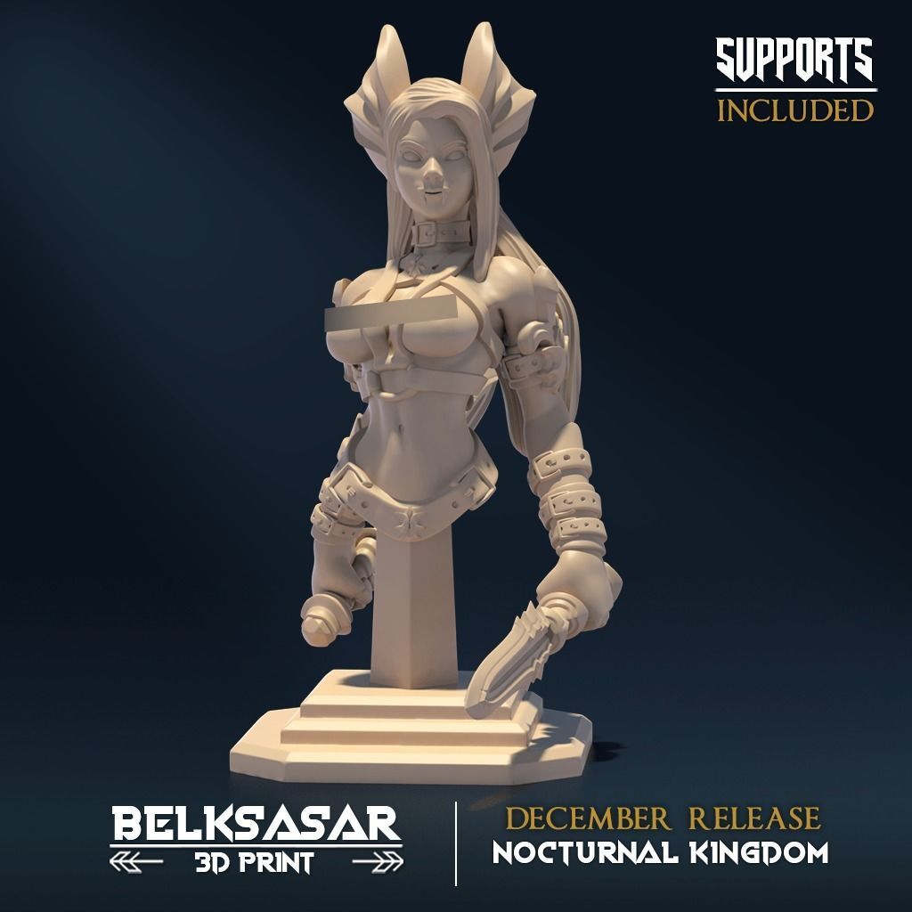 Vampiress Bust Topless and Normal 3D print model_1