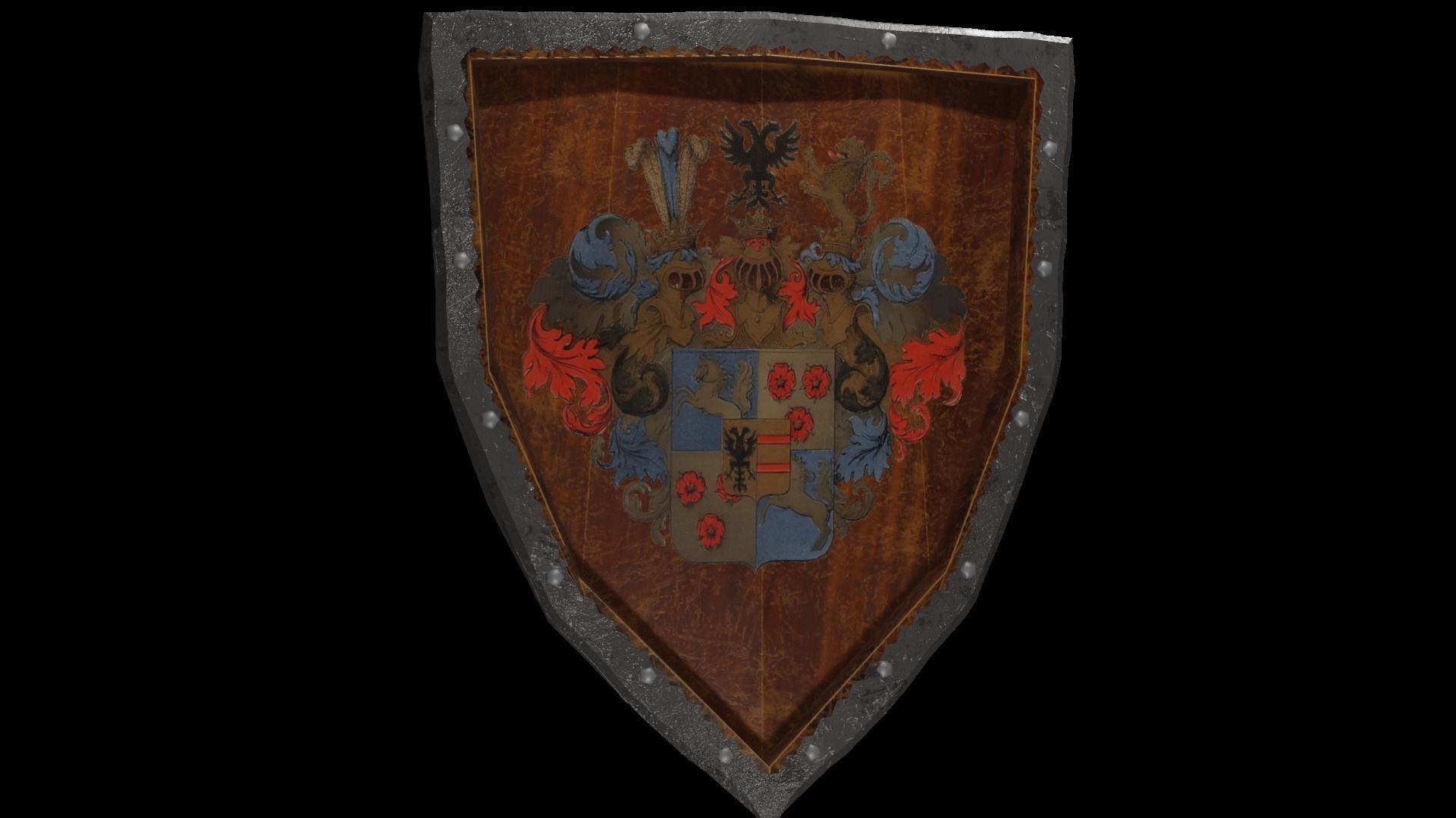 Shield Wooden Medieval Knight Adventurer Warrior 3D model_19