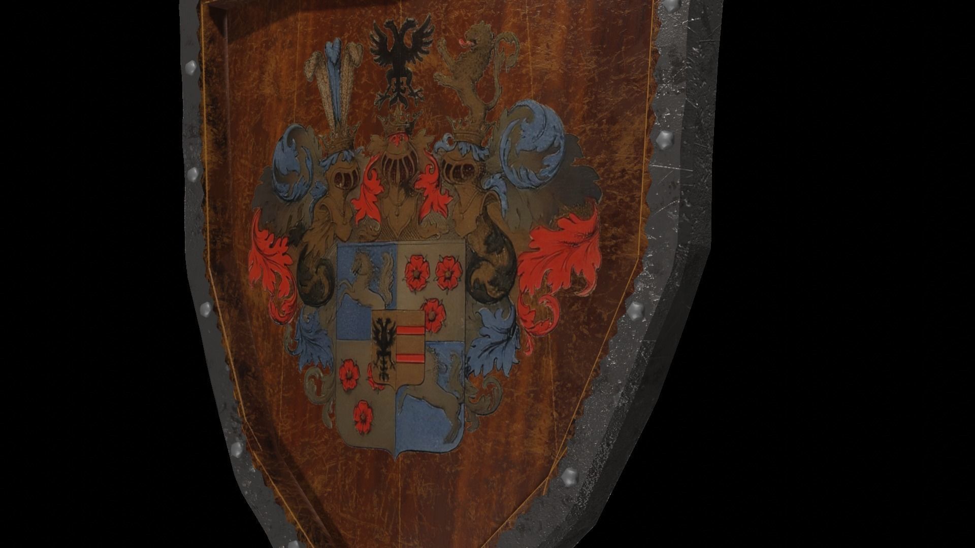 Shield Wooden Medieval Knight Adventurer Warrior 3D model_18