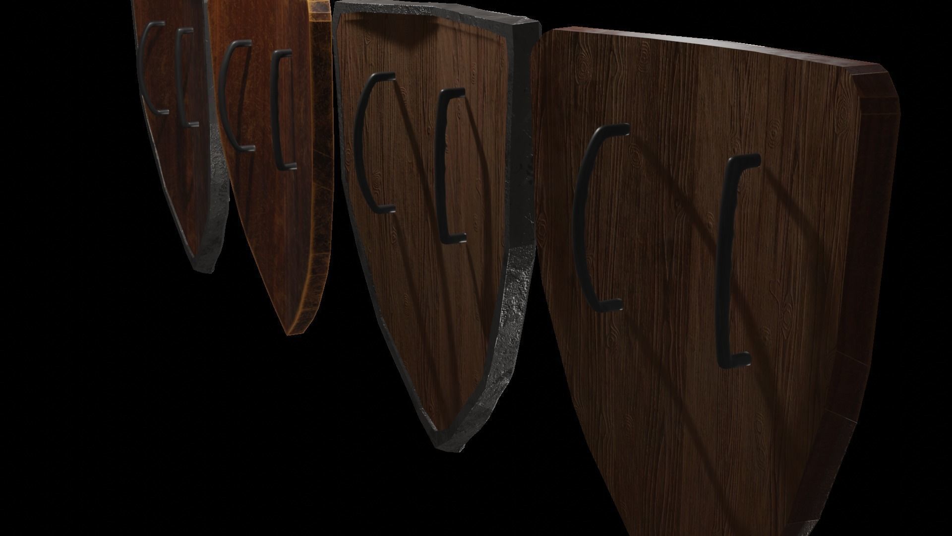 Shield Wooden Medieval Knight Adventurer Warrior 3D model_13