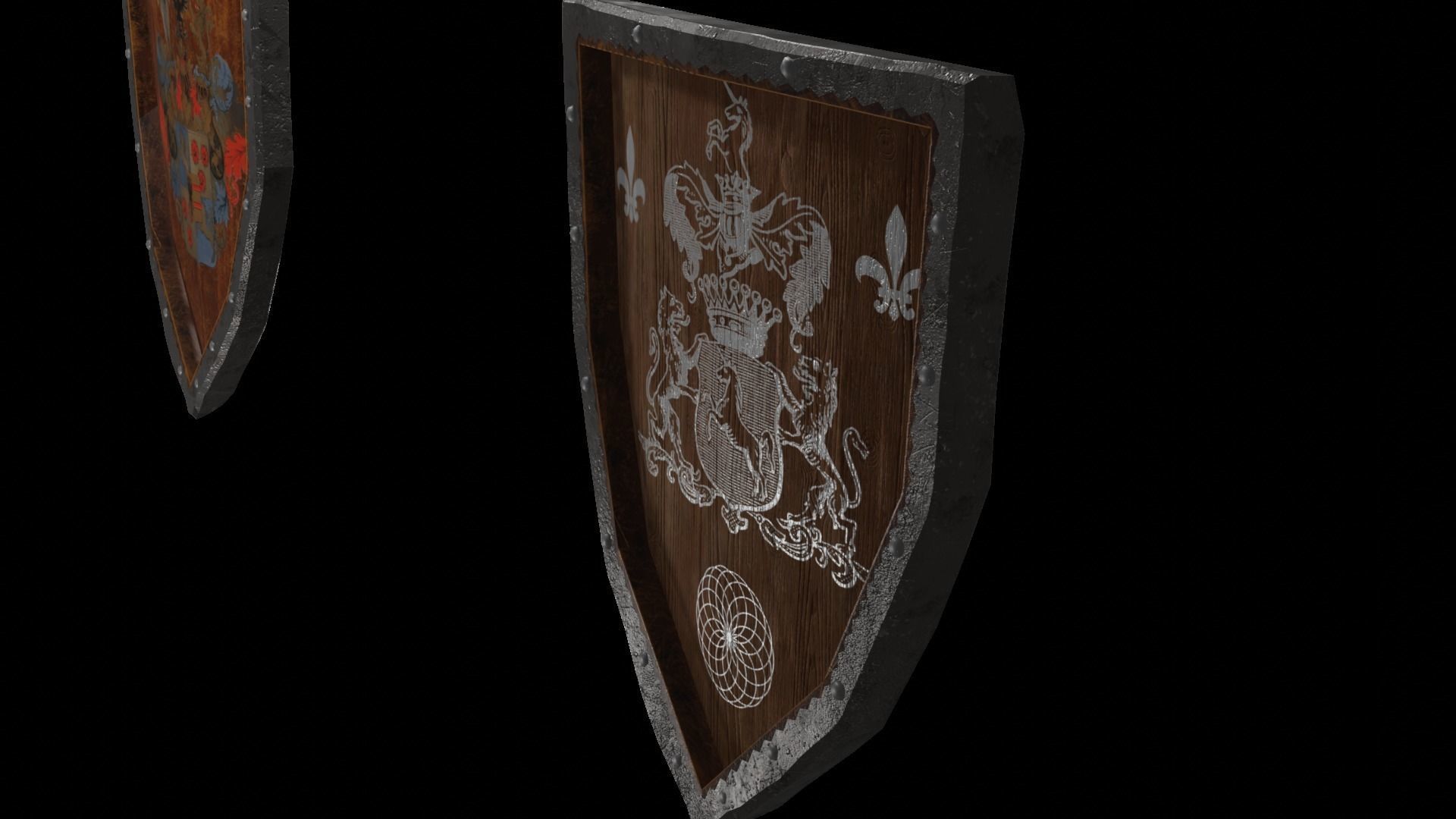 Shield Wooden Medieval Knight Adventurer Warrior 3D model_3