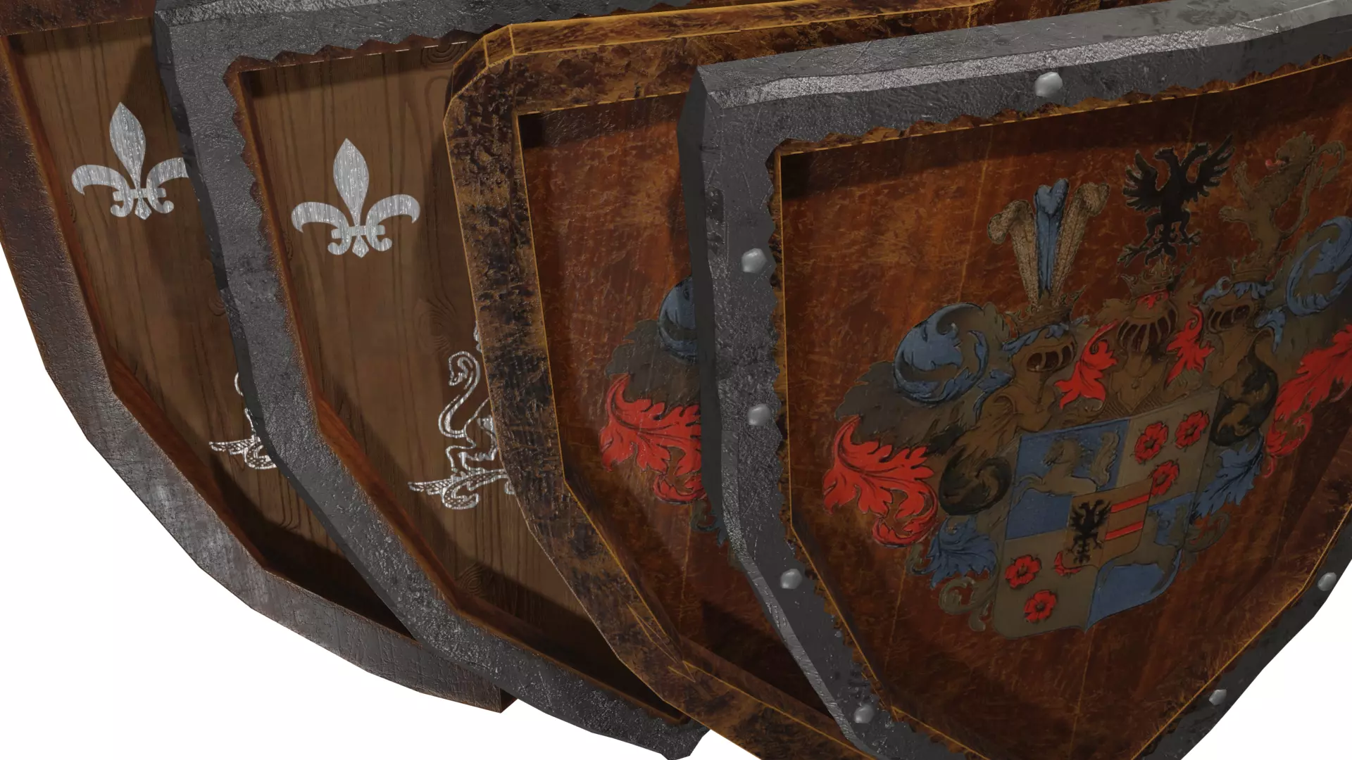 Shield Wooden Medieval Knight Adventurer Warrior 3D model_0