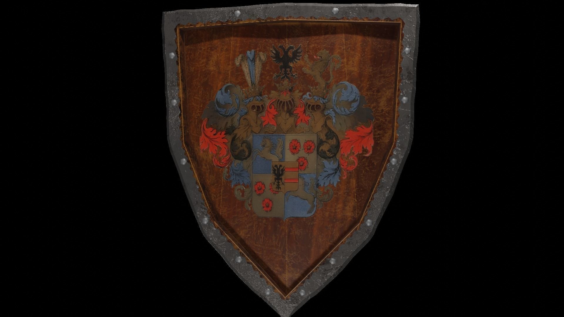 Shield Wooden Medieval Knight Adventurer Warrior 3D model_1