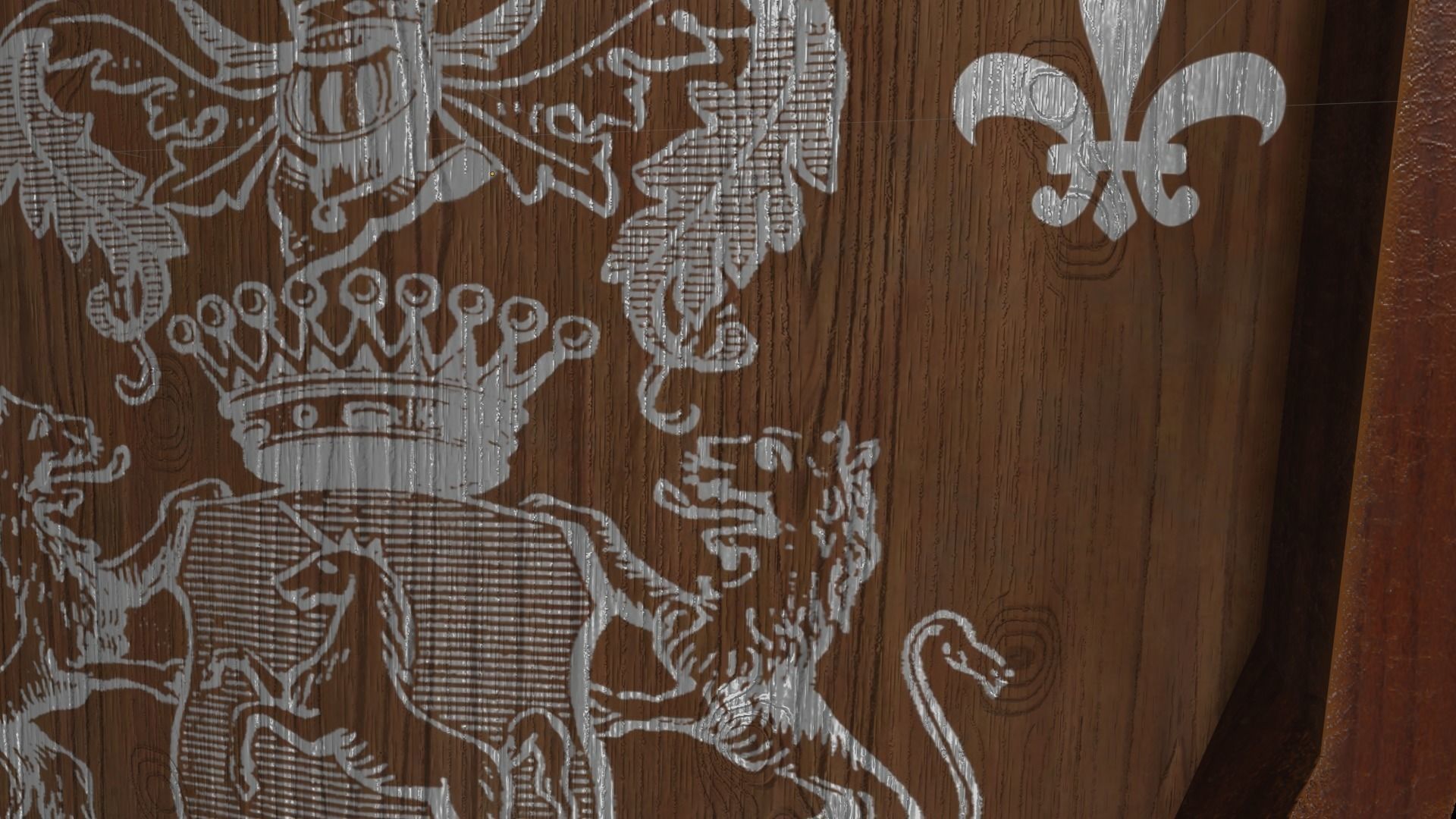 Shield Wooden Medieval Knight Adventurer Warrior 3D model_6