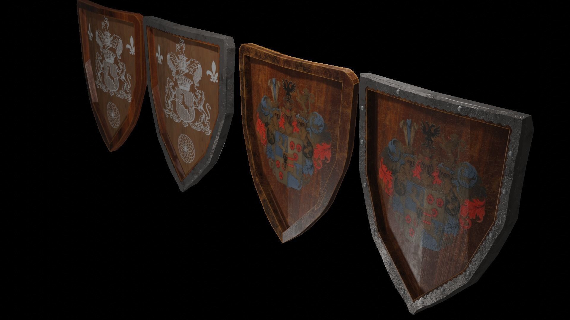 Shield Wooden Medieval Knight Adventurer Warrior 3D model_15