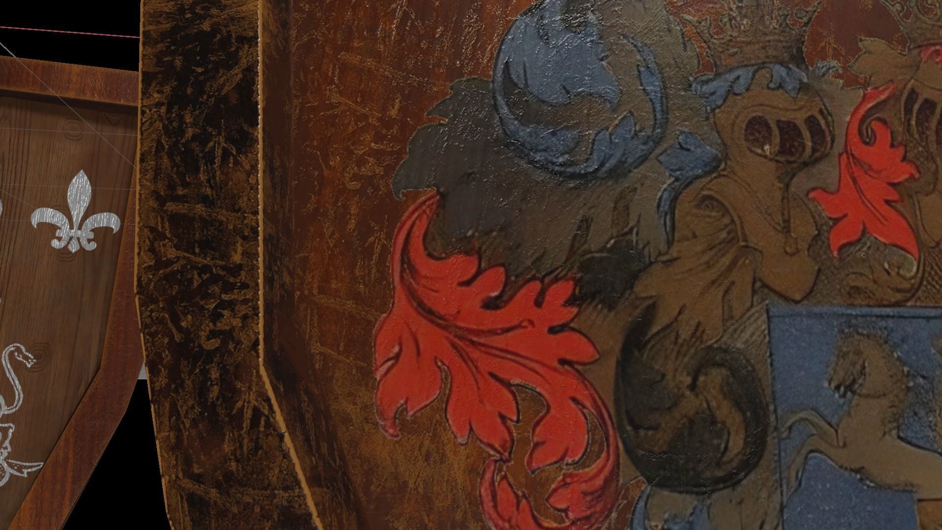 Shield Wooden Medieval Knight Adventurer Warrior 3D model_7