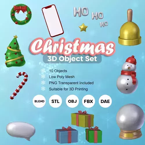 10 3D Christmas Objects 3D print model
