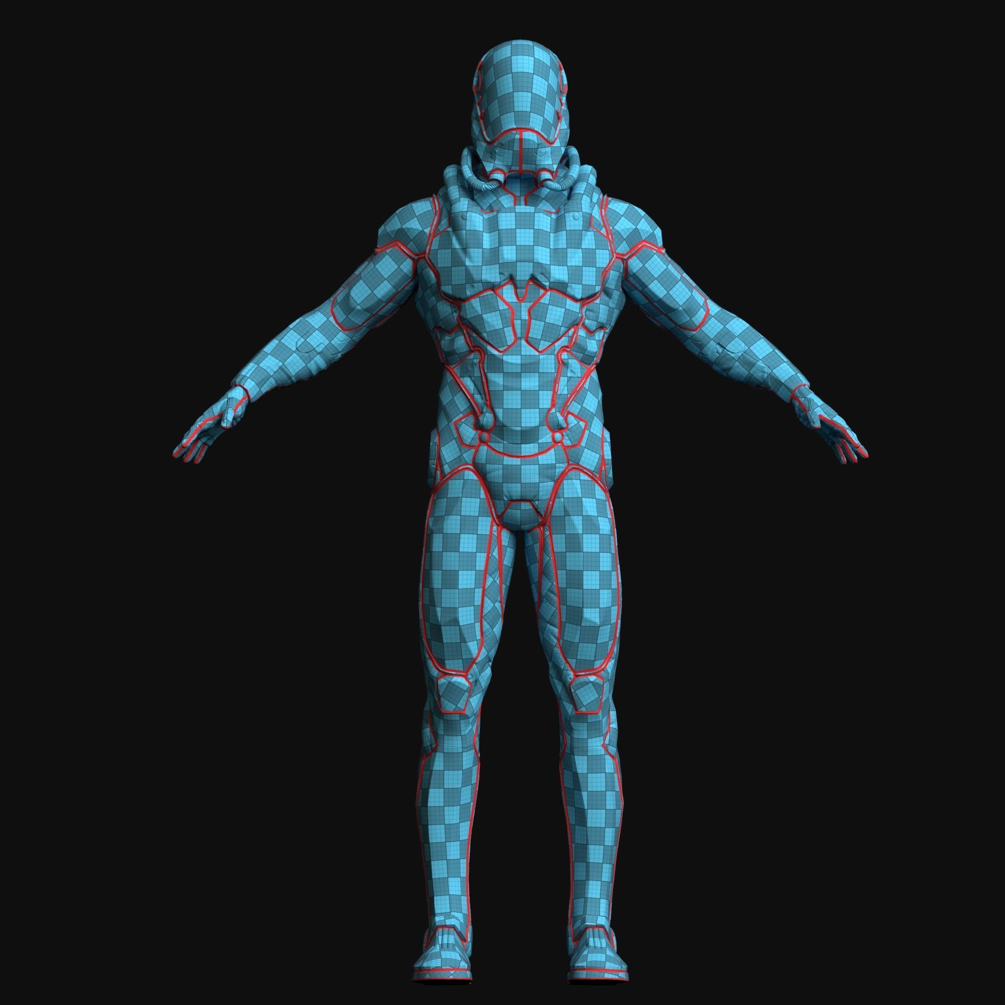 Cyber Man Low-poly 3D model_12