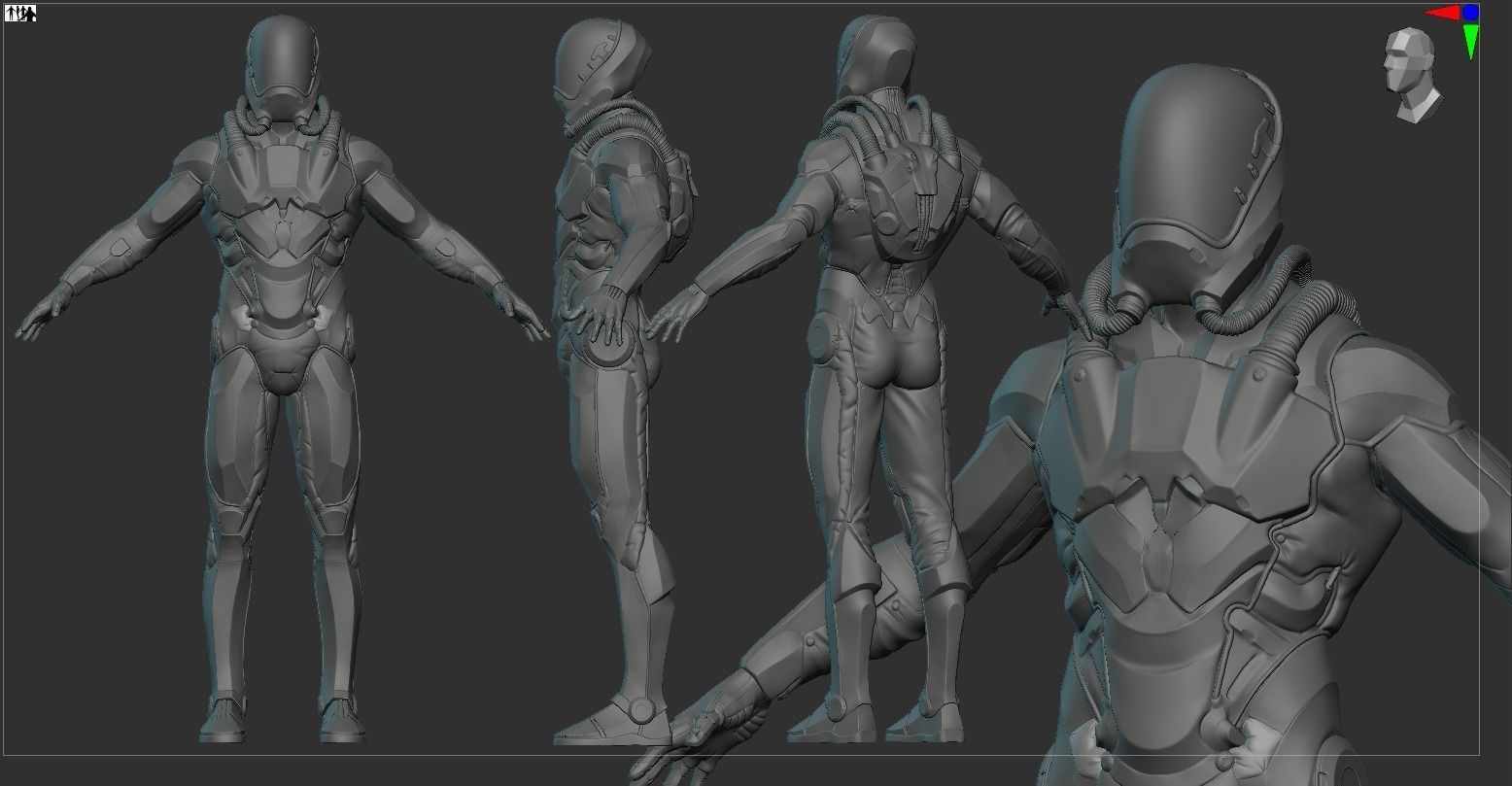 Cyber Man Low-poly 3D model_13