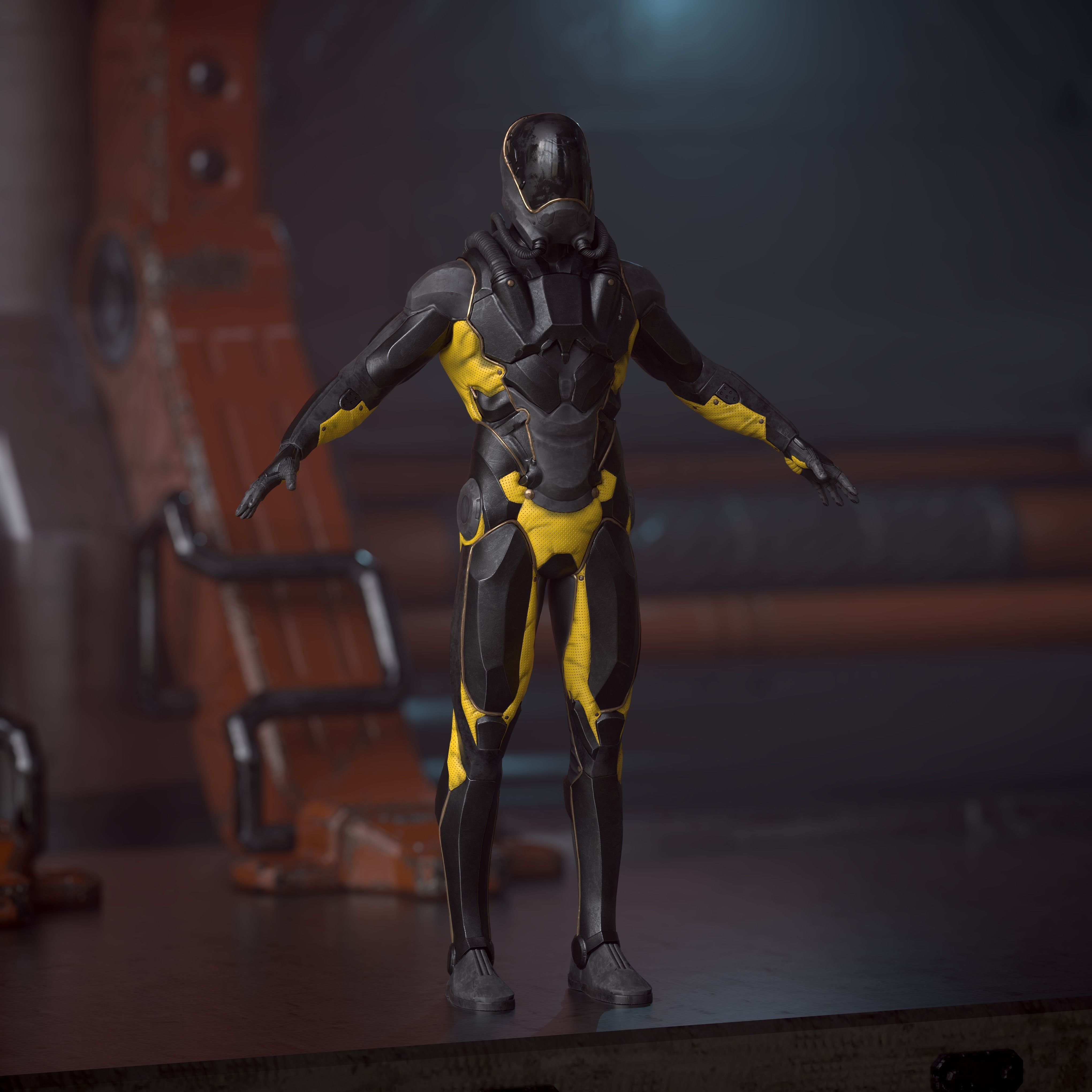 Cyber Man Low-poly 3D model_4