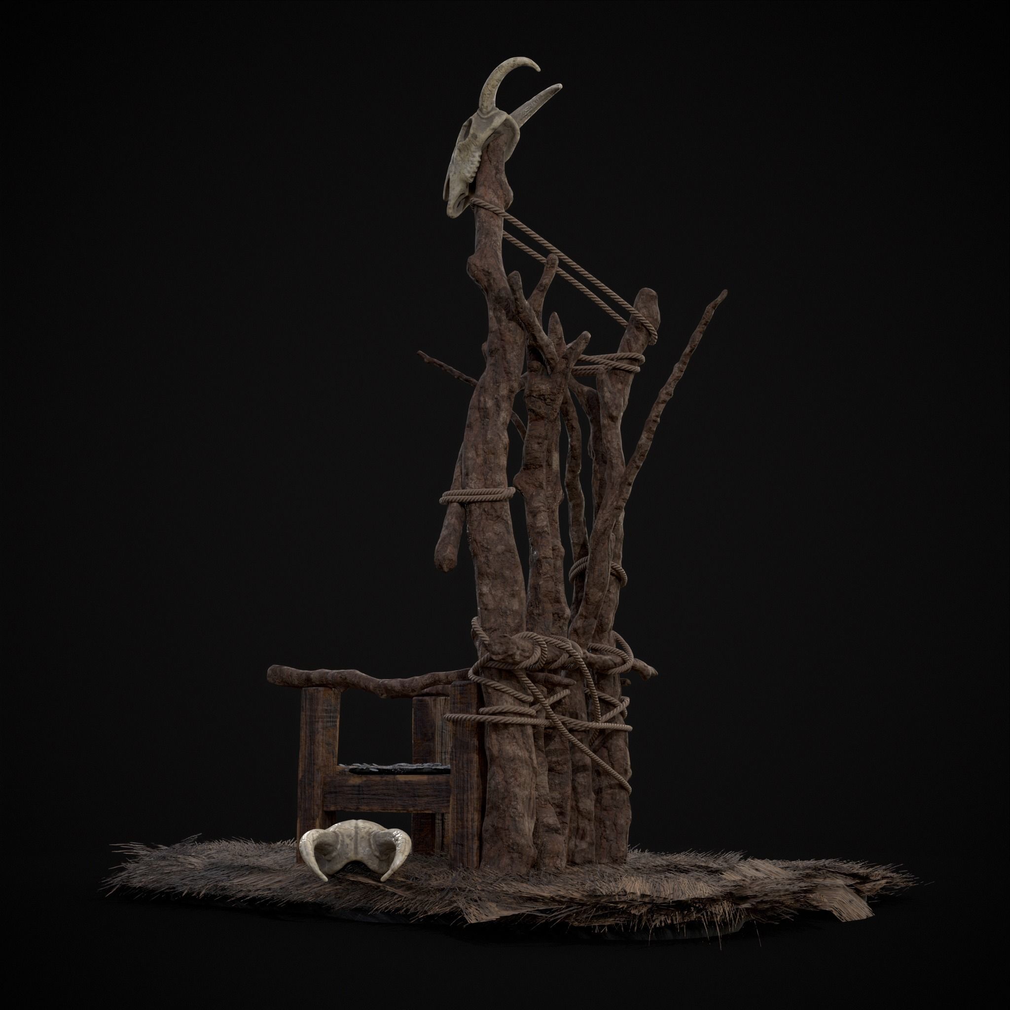 Rustic Throne 3D model Rustic Medieval Wooden Throne VR / AR / low-poly | CGTrader
