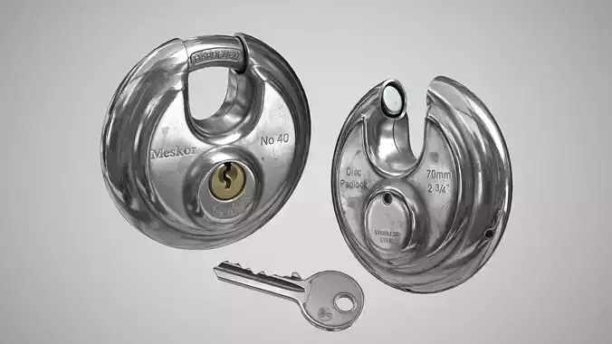 Disc Padlock Low-poly 3D model