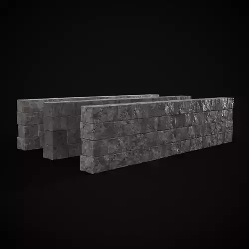 Medieval Cut Brick Wall Low-poly 3D model