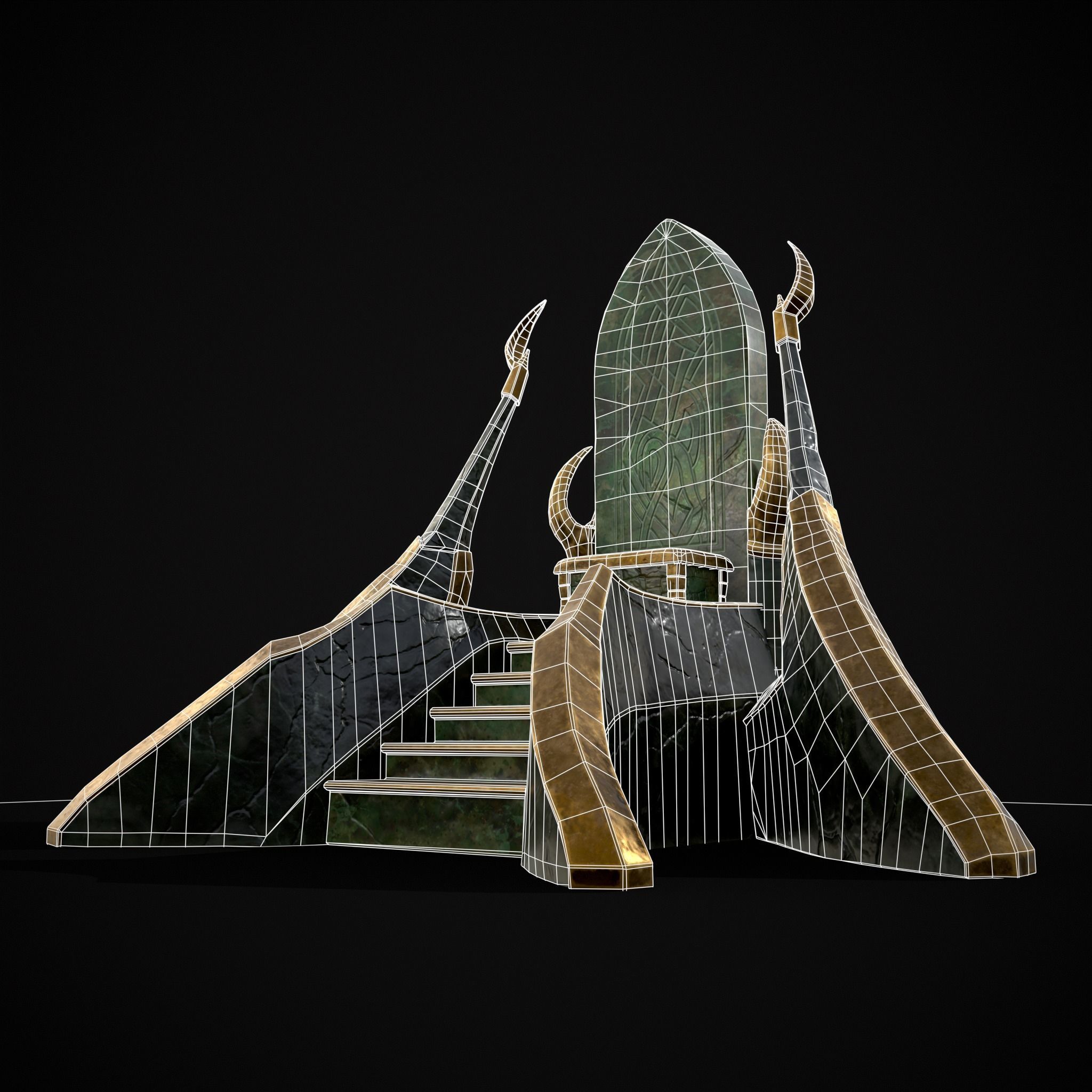 Jade Marble Throne  Low-poly 3D model_12