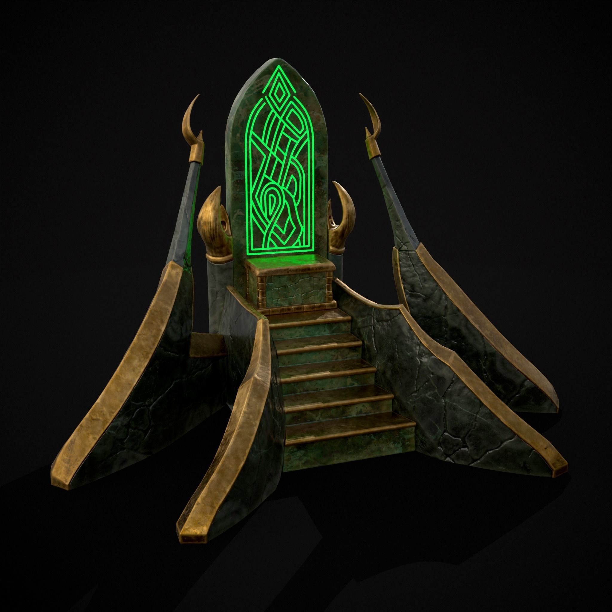 Jade Marble Throne  Low-poly 3D model_25