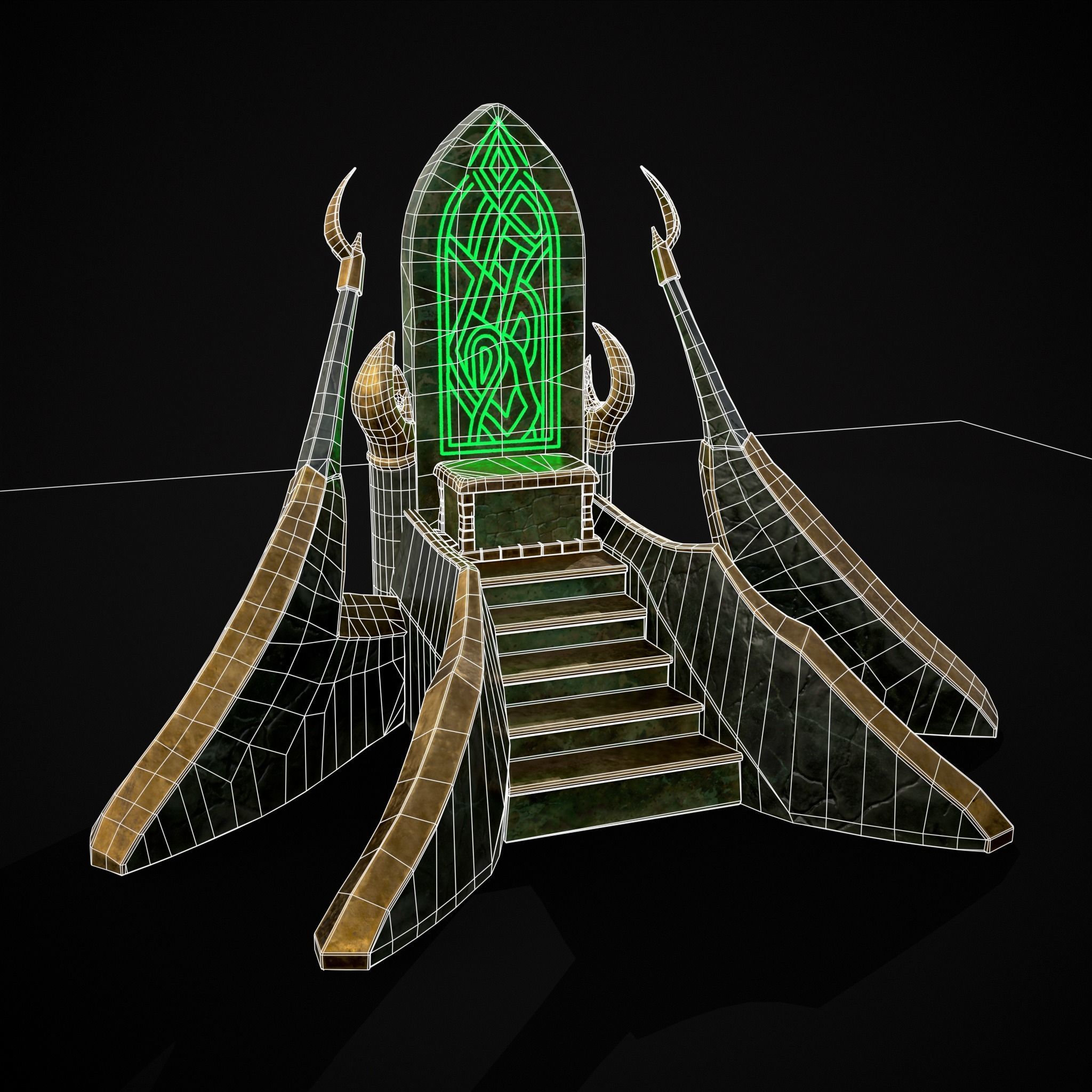 Jade Marble Throne  Low-poly 3D model_26