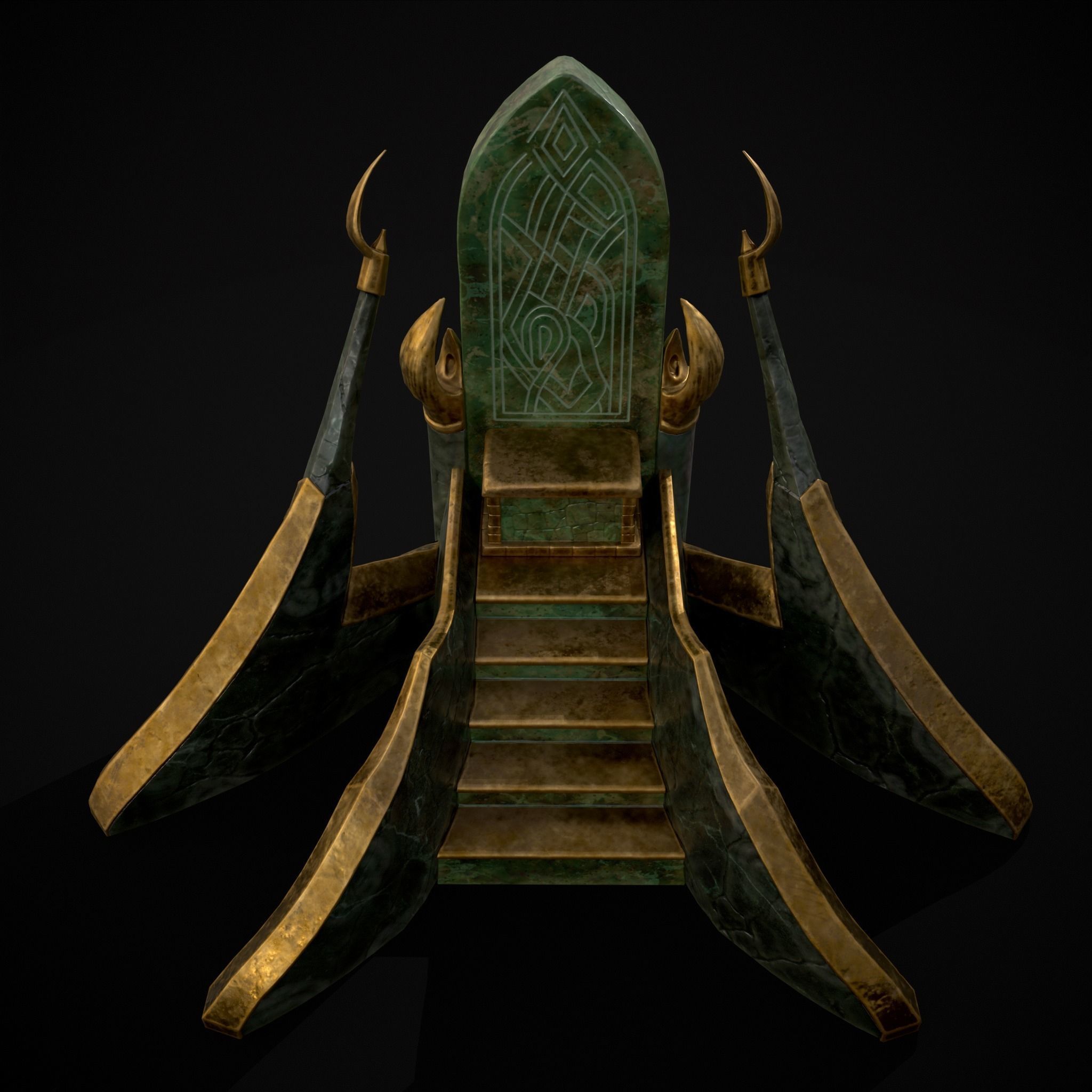 Jade Marble Throne  Low-poly 3D model_13